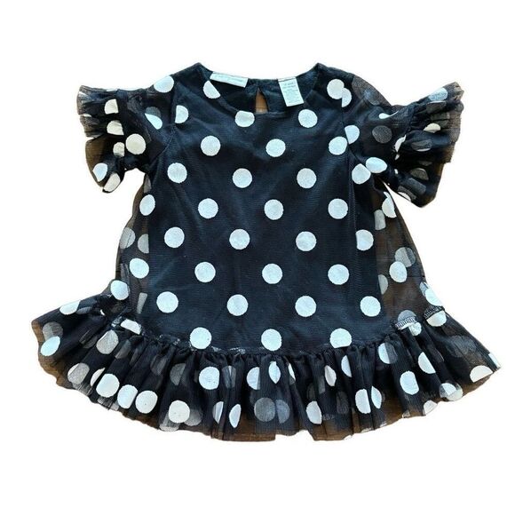 First Impressions Baby Girl Dress Black White Polka Dot Ruffle Bottom Size 12 M - Picture 1 of 10